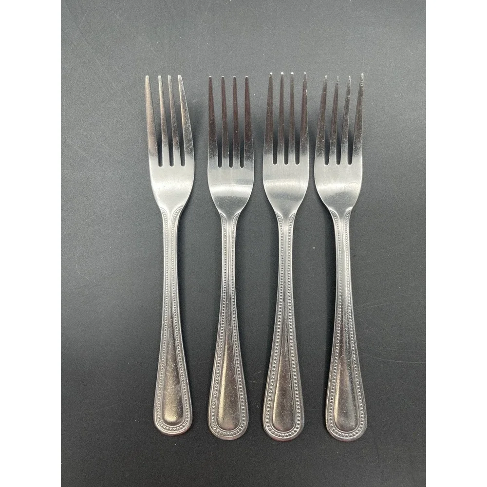 DELCO Prima Stainless Flatware Lot 4 Dinner‎ Forks Beaded Replacement